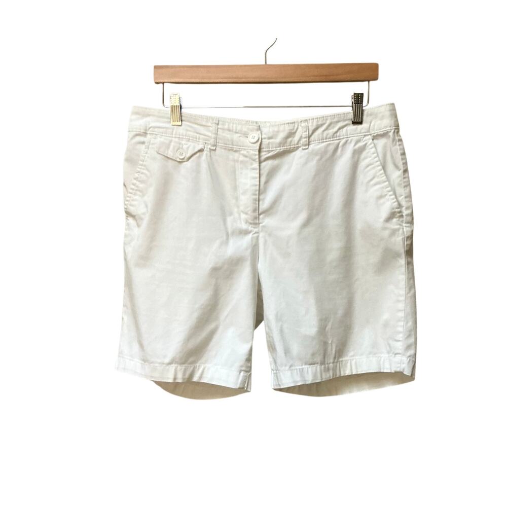 Talbots Classic Bermuda Style High Rise Cotton Shorts White SZ 12
